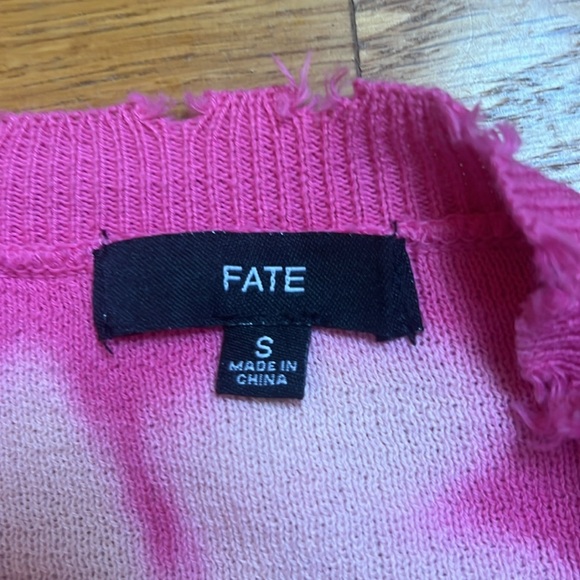 Fate szS tie die distressed cotton sweater. Pink/white - Picture 6 of 8